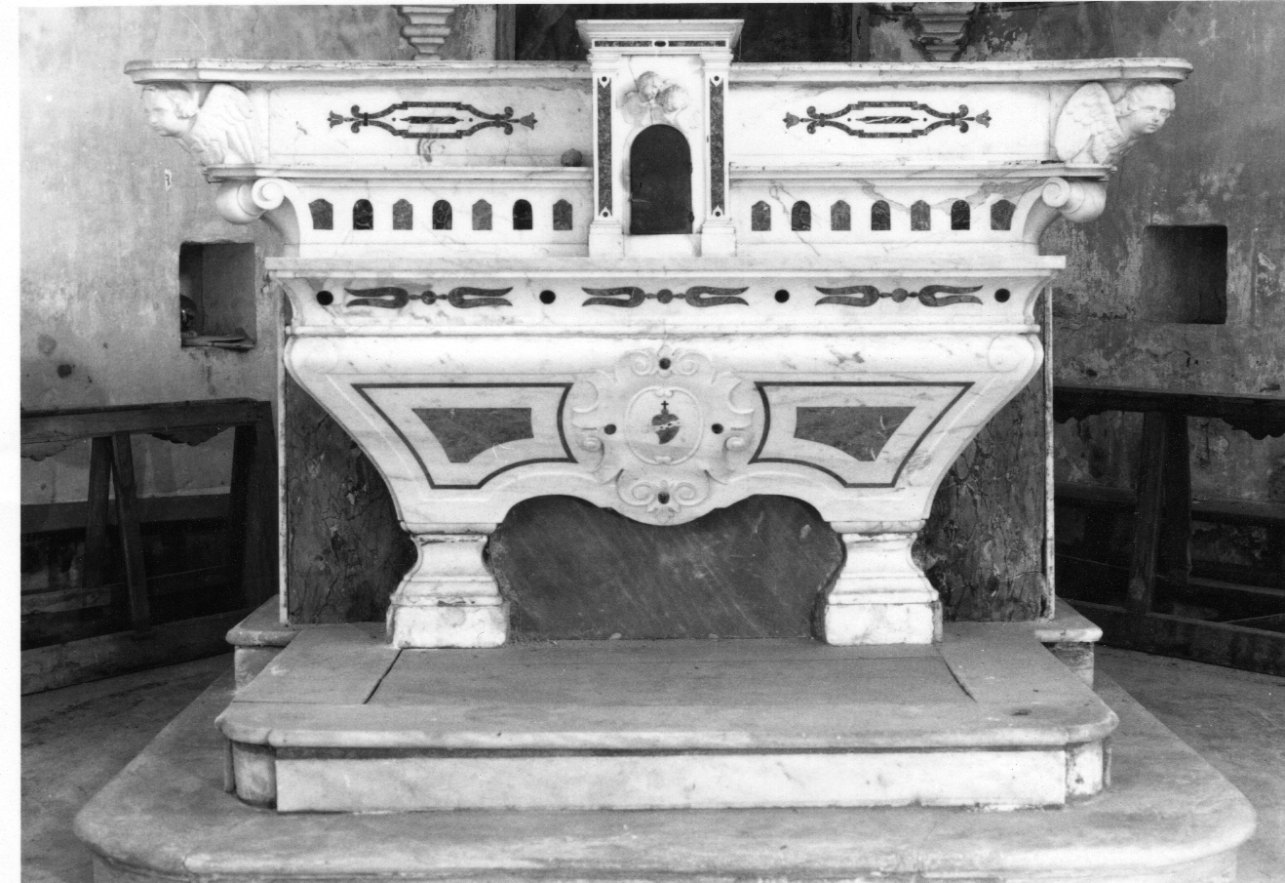 motivi decorativi con cherubini e sacro cuore (altare maggiore, opera isolata) - bottega ligure (sec. XX)