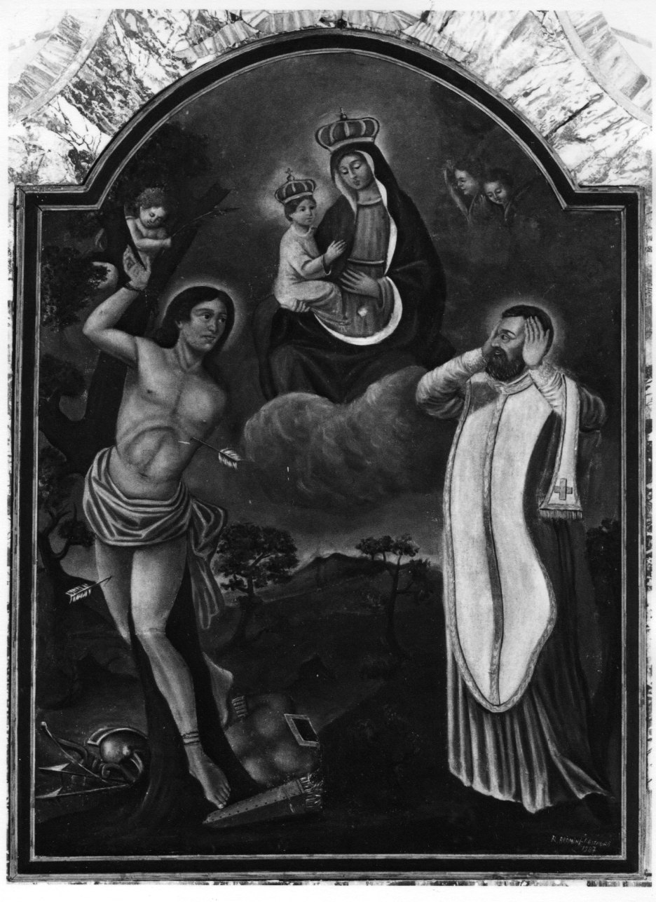 Madonna con Bambino, San Sebastiano e Santo (dipinto, opera isolata) - ambito piemontese (prima metà sec. XIX)