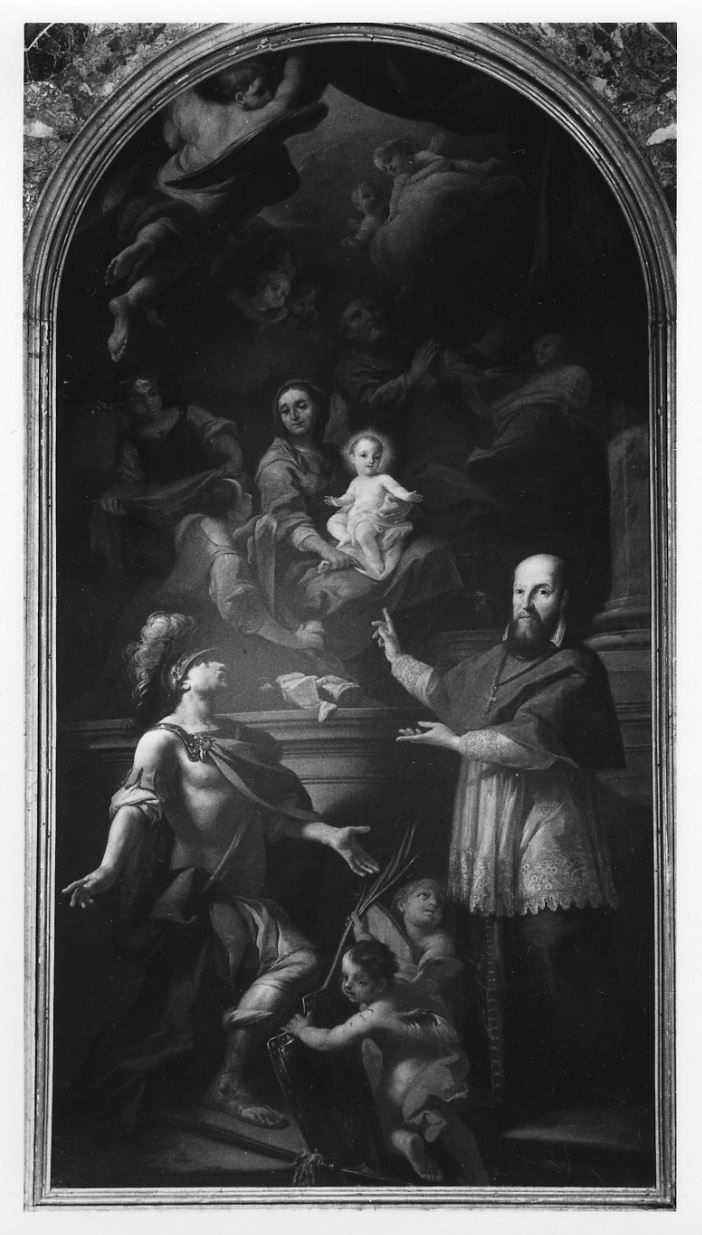 Natività di Maria con San Vitale e San Francesco di Sales (dipinto, opera isolata) - ambito piemontese (sec. XVIII)