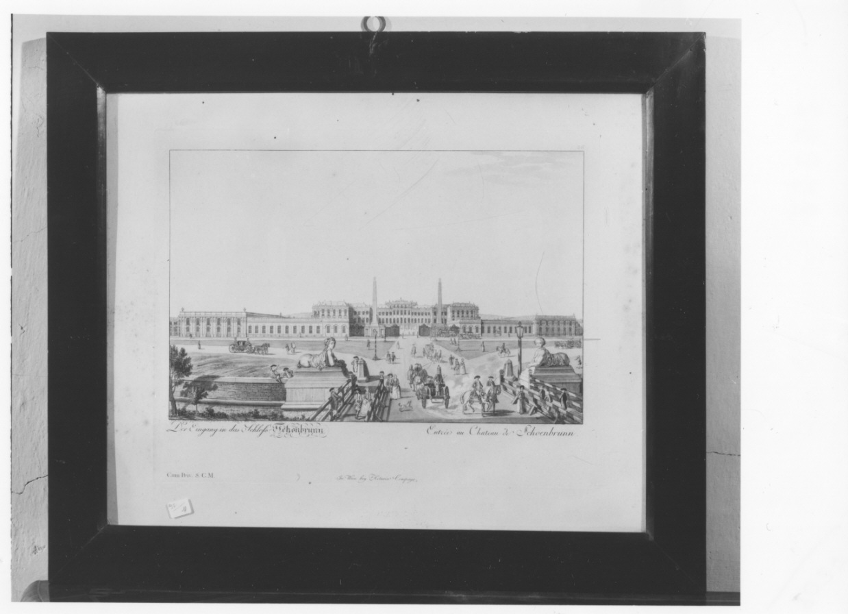 veduta del castello di Schönbrunn (stampa a colori, elemento d'insieme) di Schutz Carl (ultimo quarto sec. XVIII)