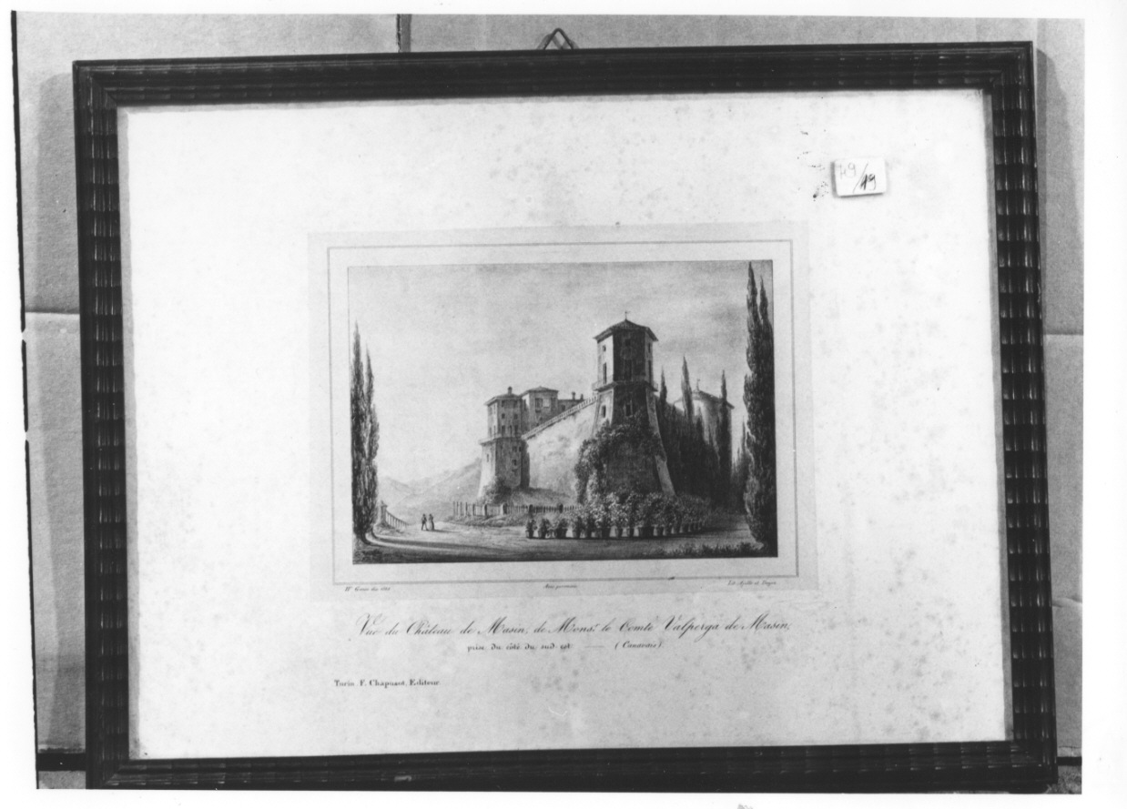 veduta del castello di Masino (stampa) di Doyen Fratelli Ditta, Gonin Enrico (secondo quarto sec. XIX)