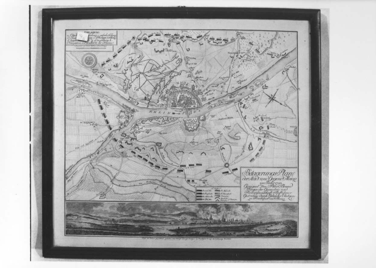 carta geografica di Magonza (stampa colorata a mano) di Brand Peter, Contgen G. F (fine sec. XVIII)