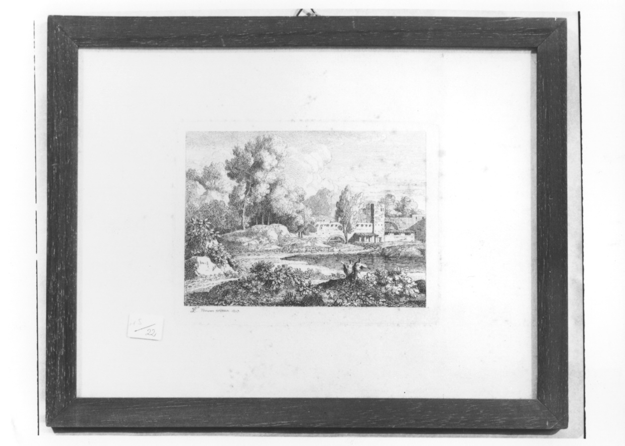 paesaggio con architetture (stampa) di Tentamen F. C (inizio sec. XIX)