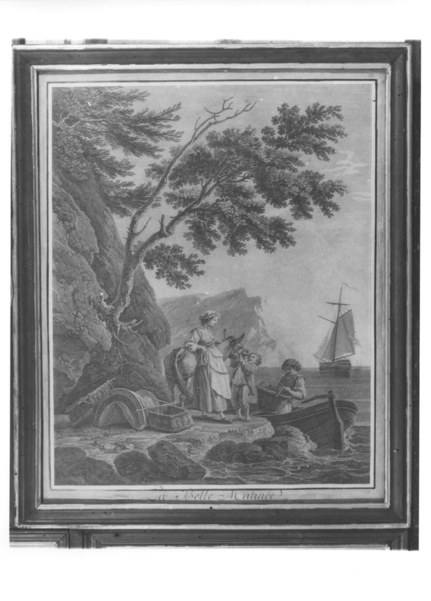 paesaggio marino con figure (stampa) di Vernet Claude Joseph (attribuito) (terzo quarto sec. XVIII)