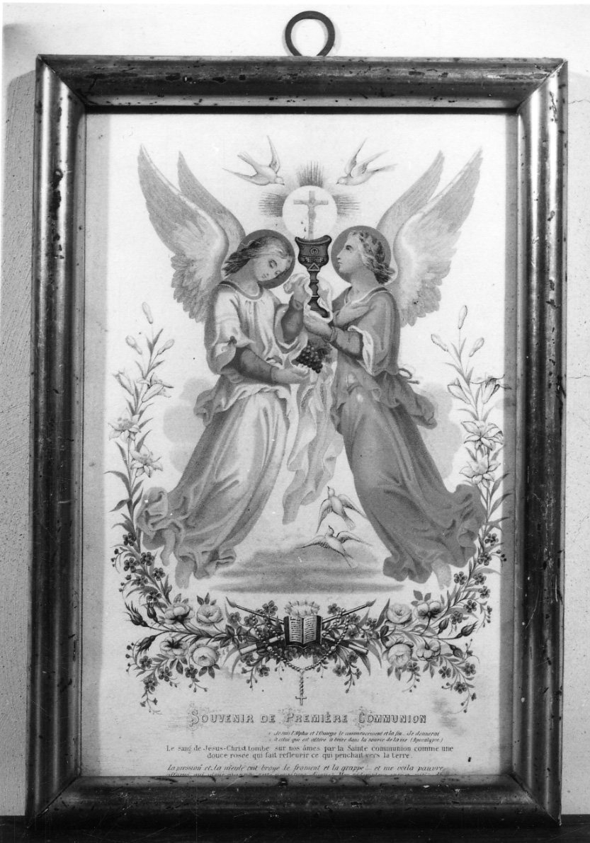 angeli adoranti il calice eucaristico (stampa) - ambito piemontese (inizio sec. XX)