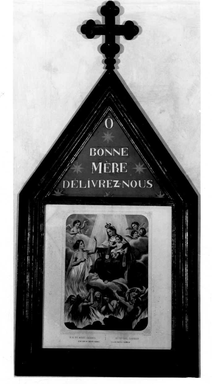 Madonna del Carmelo intercede per le anime del purgatorio (stampa) - ambito francese (sec. XIX)