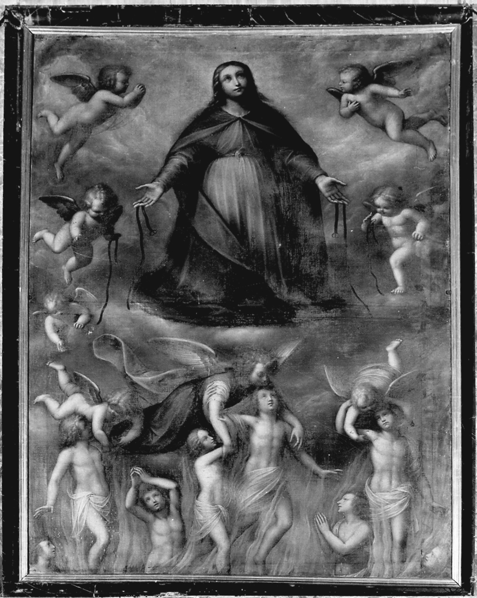Madonna della Cintola e anime purganti (dipinto, opera isolata) di Caccia Orsola Maddalena (maniera) (metà sec. XVII)