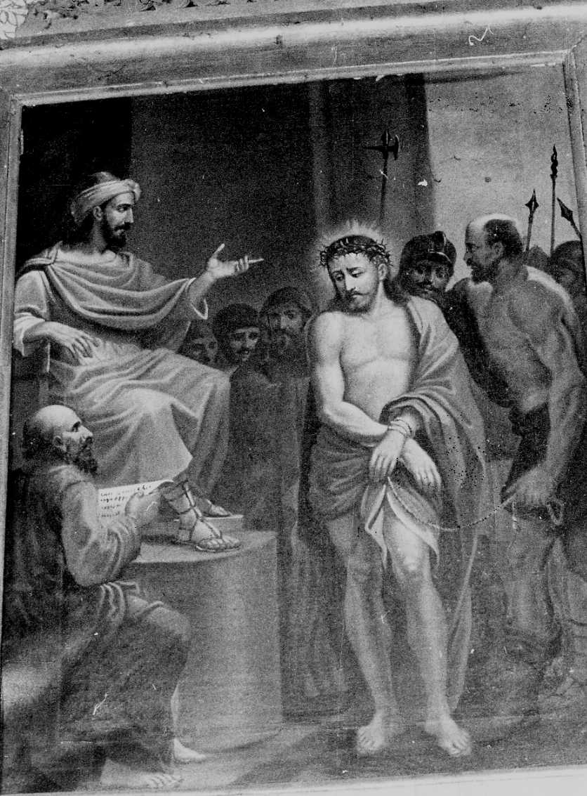 stazione I: Gesù condannato a morte (dipinto) - ambito piemontese (metà sec. XIX)