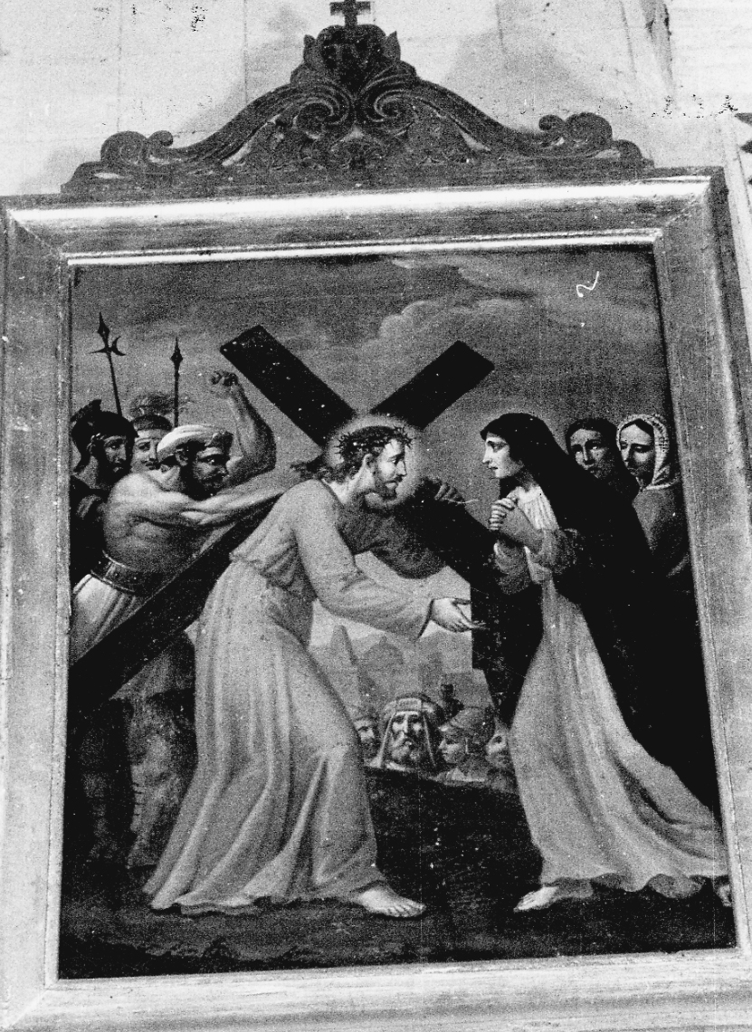 stazione IV: Gesù incontra la Madonna (dipinto) - ambito piemontese (metà sec. XIX)