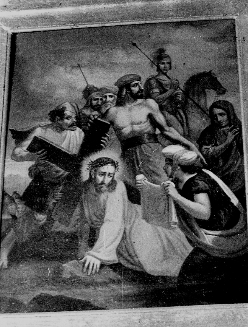 stazione VI: Gesù asciugato dalla Veronica (dipinto) - ambito piemontese (metà sec. XIX)