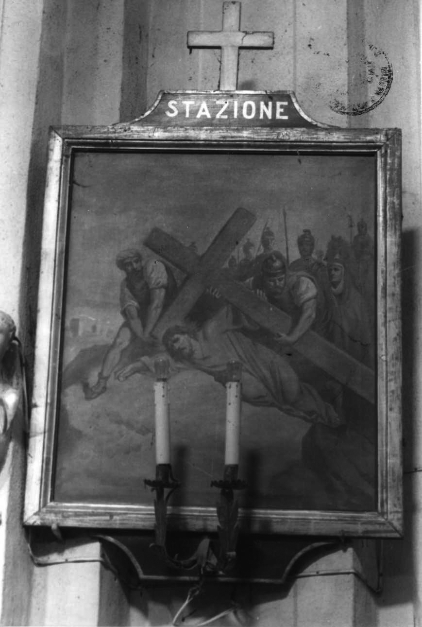 stazione IX: Gesù cade sotto la croce la terza volta (dipinto, elemento d'insieme) - ambito piemontese (prima metà sec. XIX)