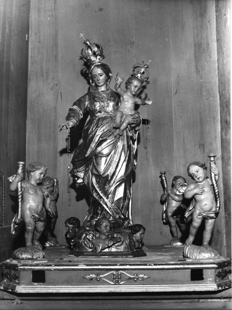 Madonna del Rosario (gruppo scultoreo, insieme) di Riva Francesco Maria (attribuito) (seconda metà sec. XVIII)