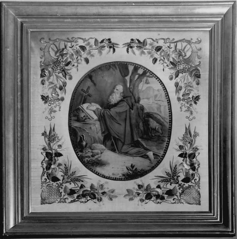 Sant'Antonio Abate eremita (decorazione a ricamo, opera isolata) - bottega novarese (seconda metà sec. XIX)