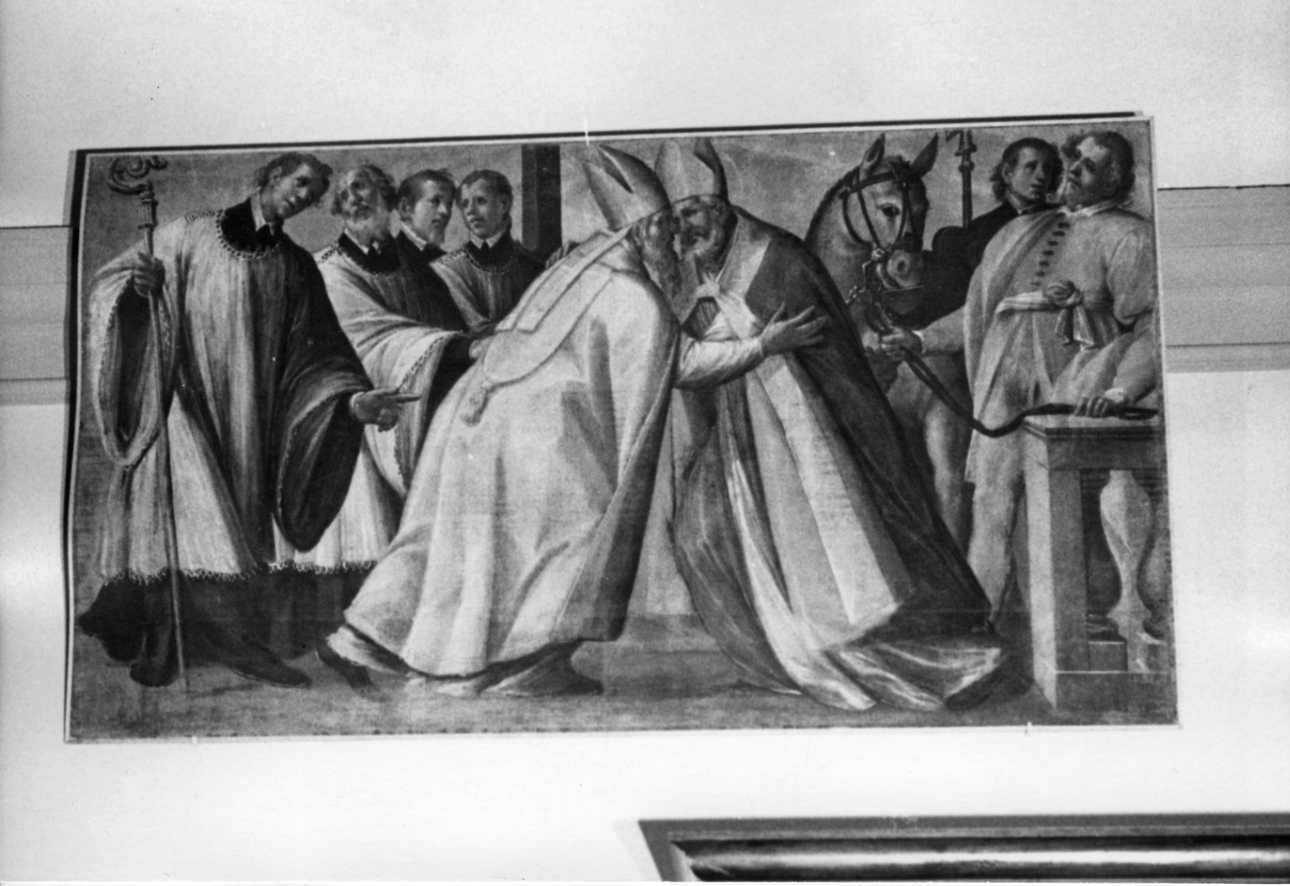 visita di Sant'Ambrogio a San Gaudenzio (dipinto, elemento d'insieme) di Della Rovere Giovanni Mauro detto Fiamminghino (prima metà sec. XVII)