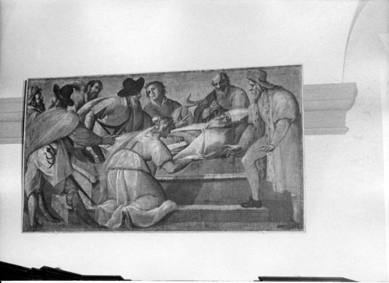 San Gaudenzio sul letto di morte (dipinto, elemento d'insieme) di Della Rovere Giovanni Mauro detto Fiamminghino (prima metà sec. XVII)