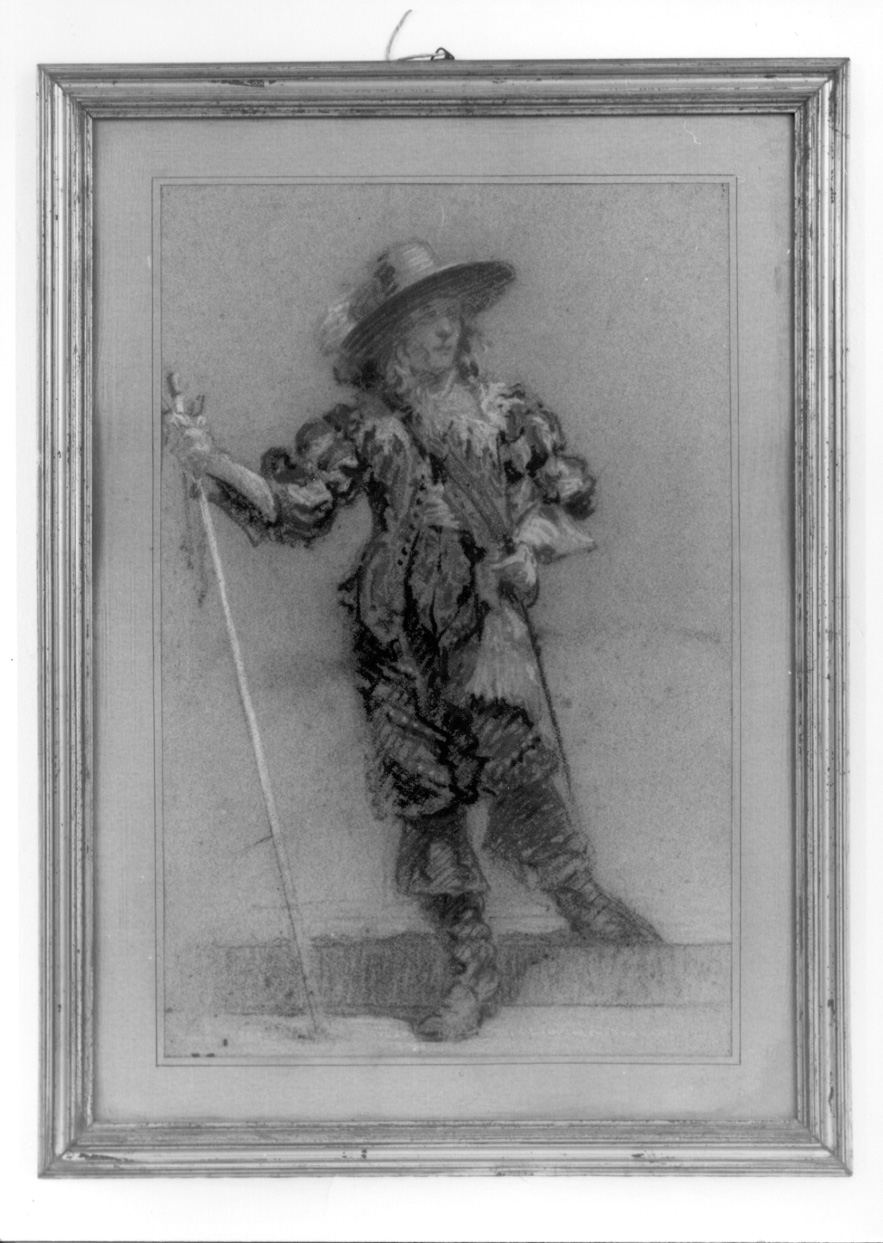ritratto maschile in abiti settecentschi (disegno, opera isolata) di Strocco Carlo Oreste (prima metà sec. XX)