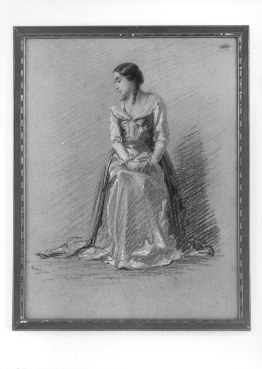 figura femminile seduta (disegno, opera isolata) di Strocco Carlo Oreste (prima metà sec. XX)