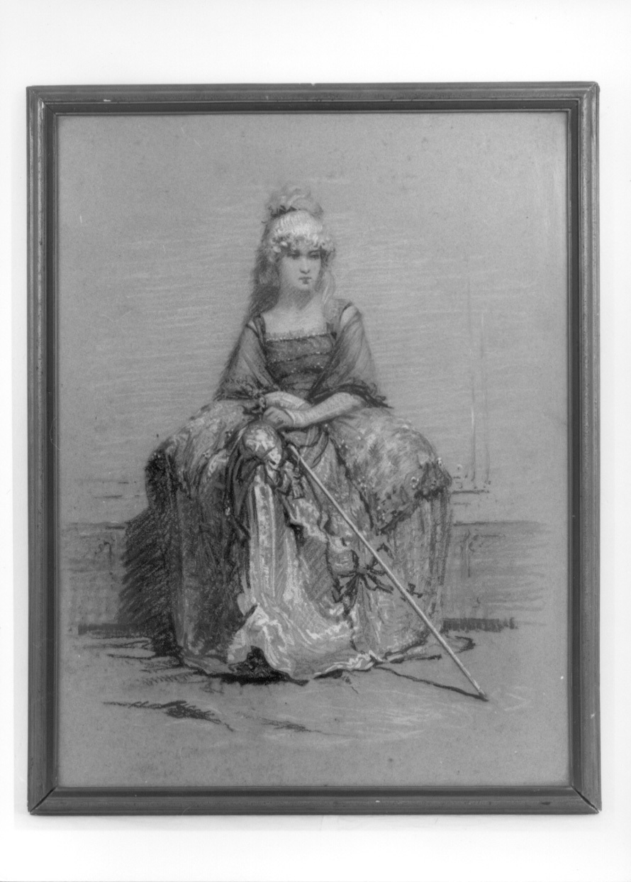 ritratto di dama seduta (disegno, opera isolata) di Strocco Carlo Oreste (prima metà sec. XX)
