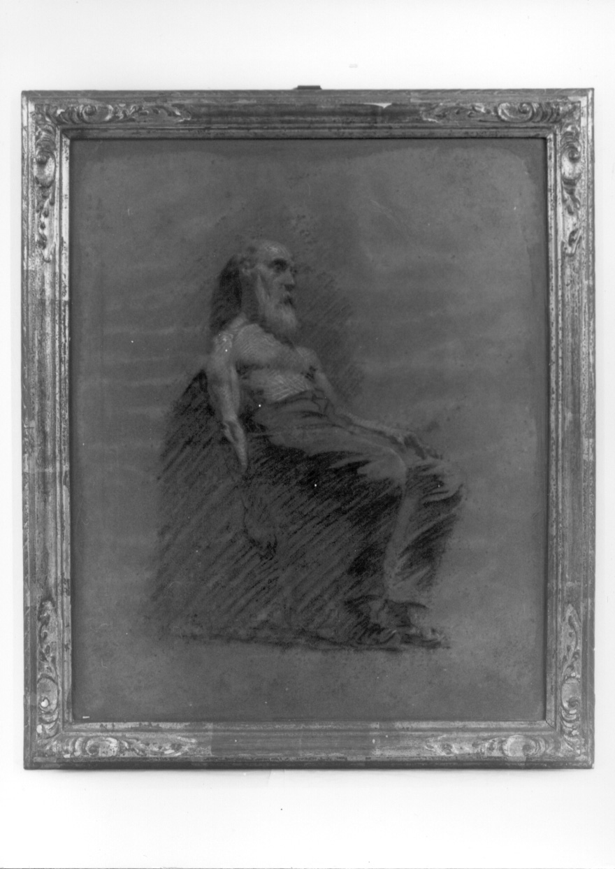 Vecchio mendicante, ritratto d'uomo (disegno, opera isolata) di Strocco Carlo Oreste (prima metà sec. XX)