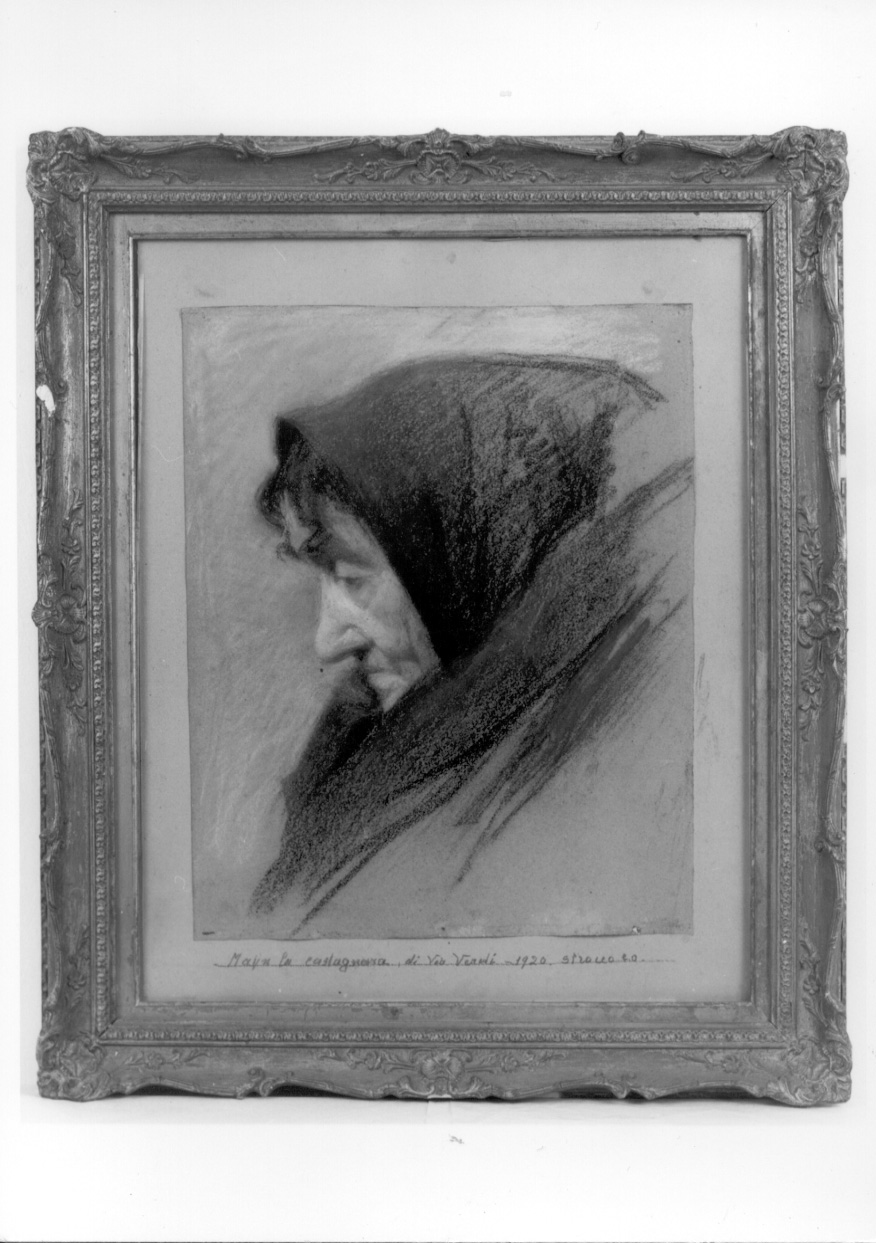 Mayn la castagnara di Via Verdi, ritratto di donna (disegno, opera isolata) di Strocco Carlo Oreste (prima metà sec. XX)