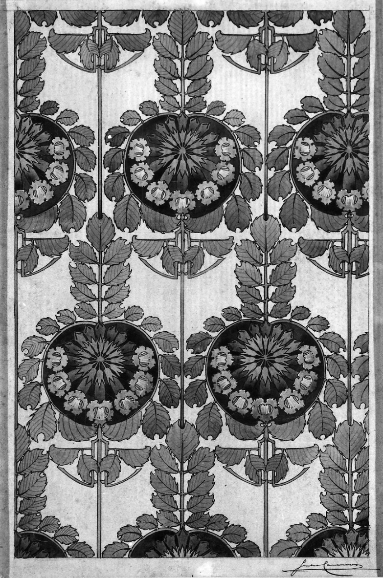 motivi decorativi vegetali con campanule (disegno, opera isolata) di Casanova Giulio (primo quarto sec. XX)