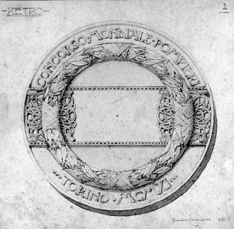 progetto di medaglia (disegno, opera isolata) di Casanova Giulio (primo quarto sec. XX)