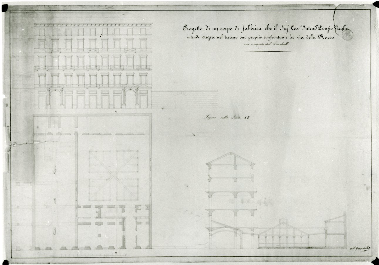 progetto di Casa Ponzio a Torino (disegno, opera isolata) di Bollati Giuseppe (seconda metà sec. XIX)