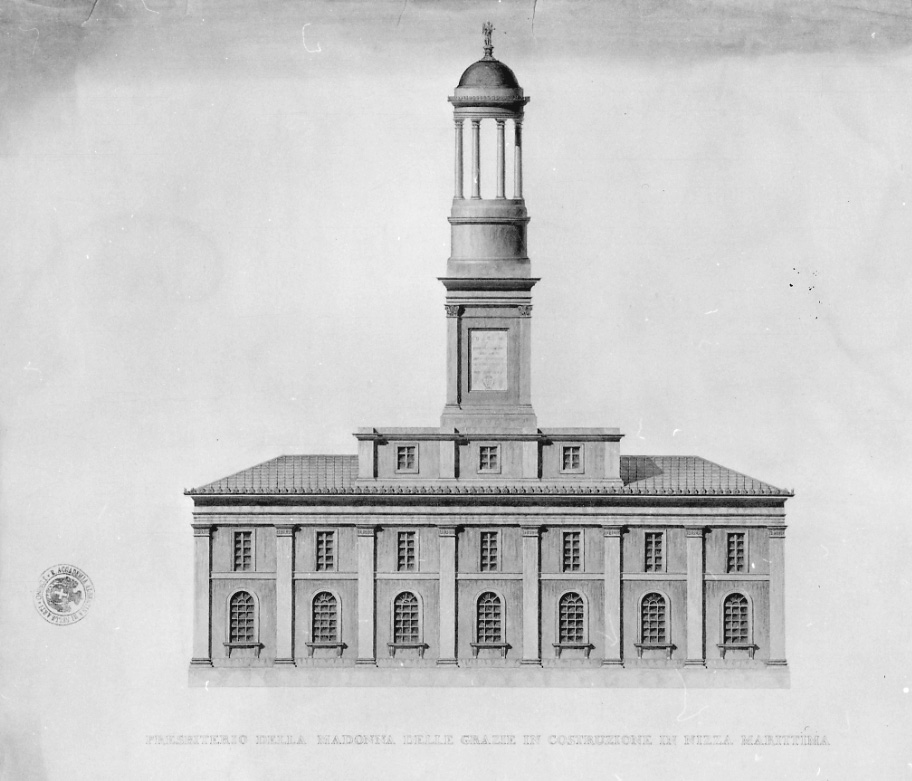 Presbiterio della Madonna delle Grazie in costruzione in Nizza Marittima, prospetto del presbiterio della chiesa della Madonna delle Grazie di Nizza (disegno, opera isolata) di Vernier G (secondo quarto sec. XIX)