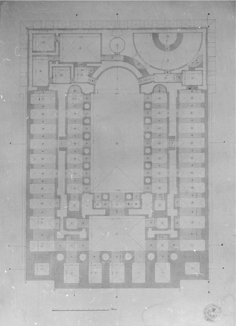 Nizza Marittima: S. Maria delle Grazie, pianta della chiesa della Madonna delle Grazie di Nizza (disegno, opera isolata) di Vernier G (secondo quarto sec. XIX)