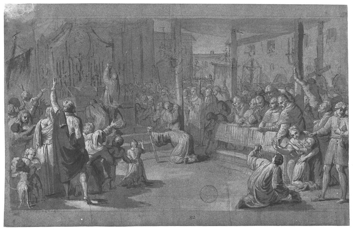episodio della peste a Carmagnola (disegno, opera isolata) di Vacca Luigi (primo quarto sec. XIX)
