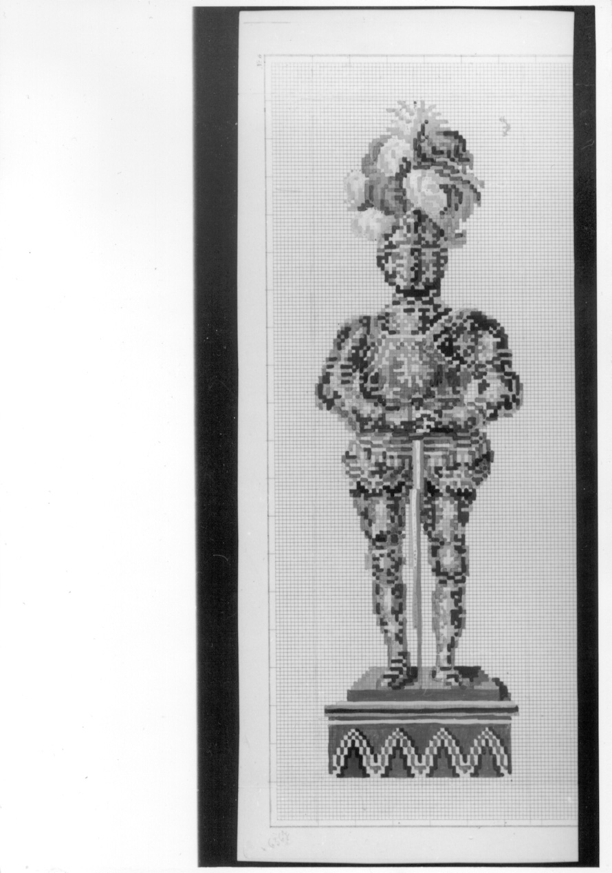 Armatura del principe Emanuele Filiberto di Savoia su carta quadrettata, armatura (disegno, opera isolata) di Ayres Pietro di Cagliari (secondo quarto sec. XIX)