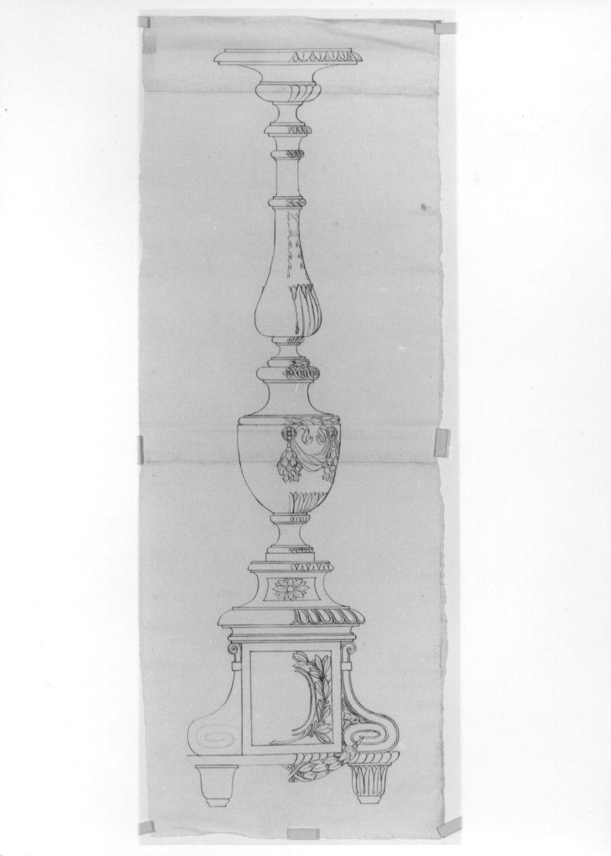 candeliere (disegno, opera isolata) - ambito piemontese (fine/inizio secc. XVIII/ XIX)