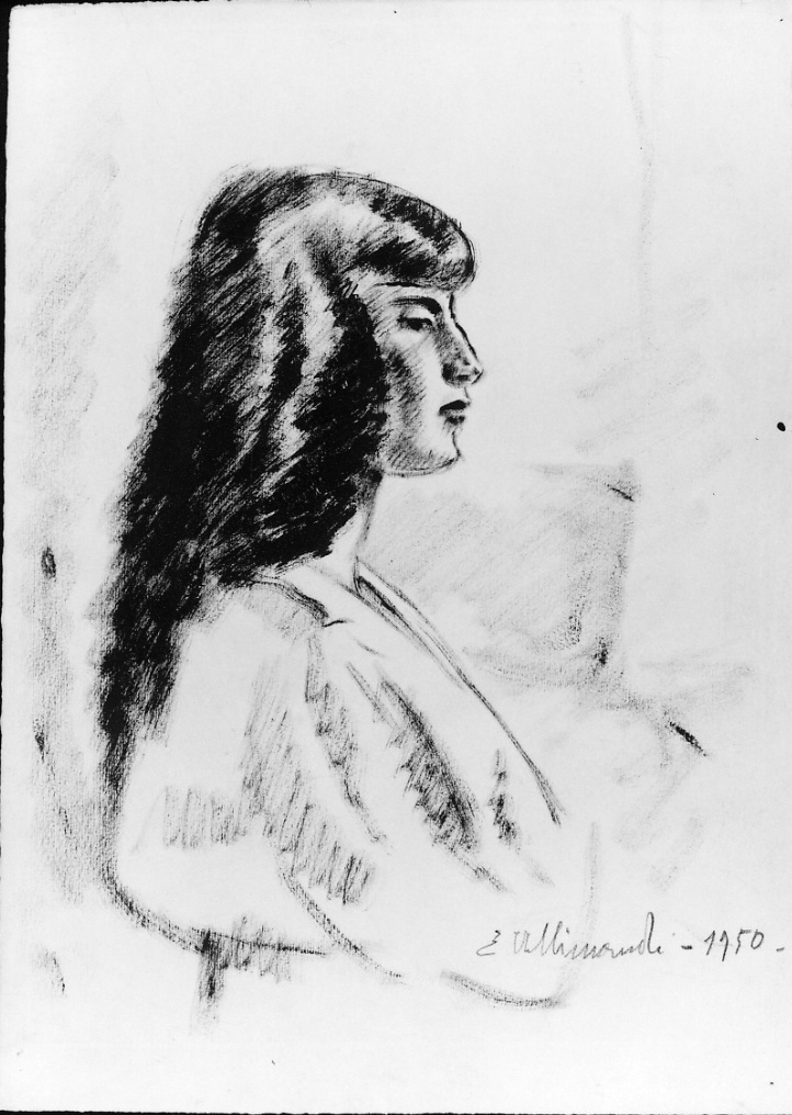 Ragazza, giovane donna (disegno, opera isolata) di Allimandi Enrico (metà sec. XX)
