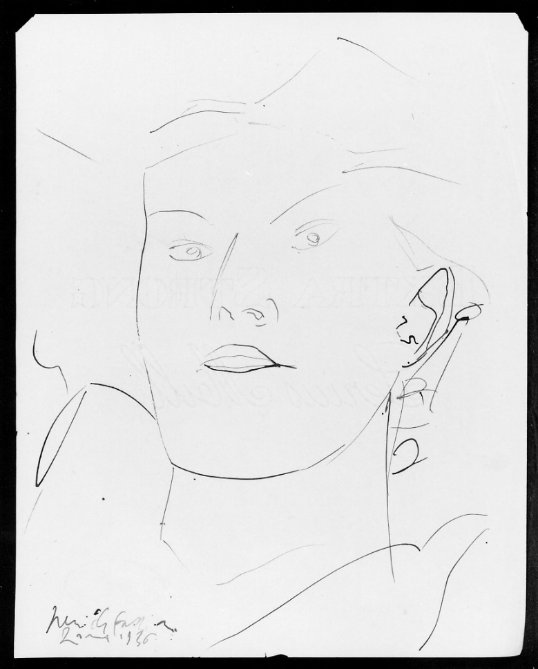 Testa, testa di donna (disegno, opera isolata) di Fazzini Pericle (secondo quarto sec. XX)