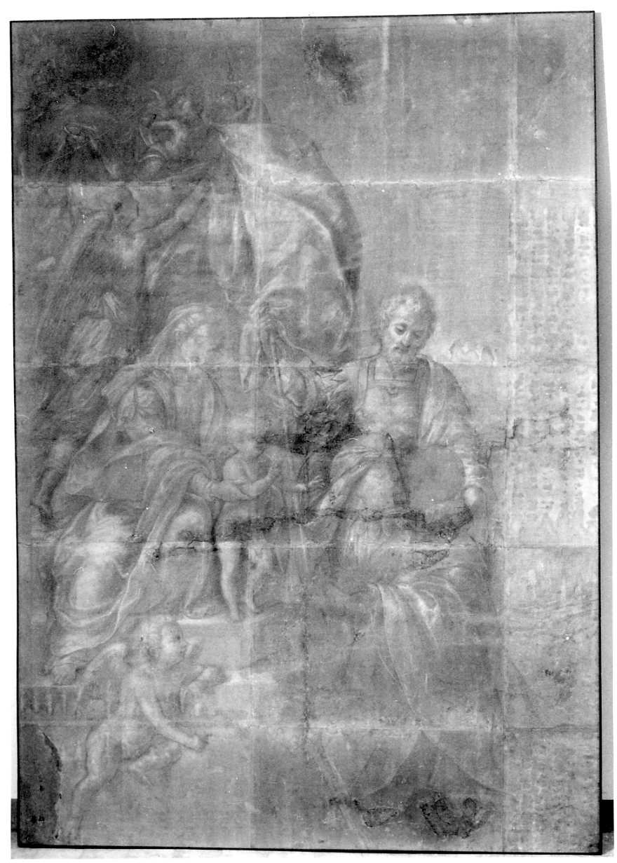 Madonna con Bambino, San Giorgio e devota (disegno, opera isolata) - ambito milanese (terzo quarto sec. XVI)