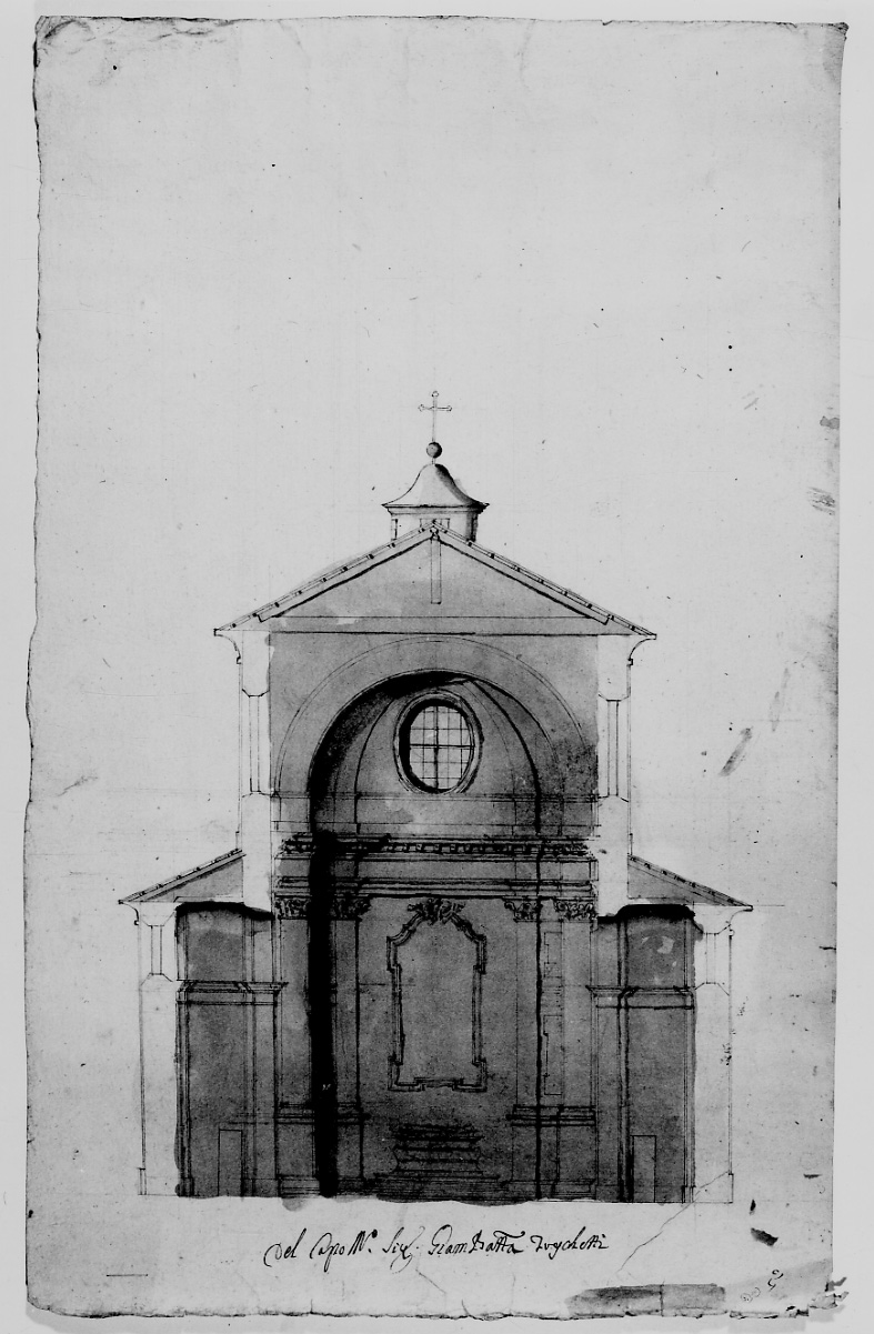 sezione trasversale di chiesa (disegno, opera isolata) di Treschetti Giovanni Battista (metà sec. XVIII)
