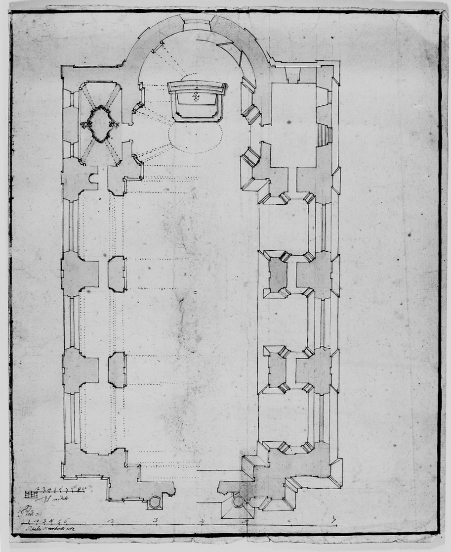 pianta di chiesa (disegno, opera isolata) di Treschetti Giovanni Battista (metà sec. XVIII)