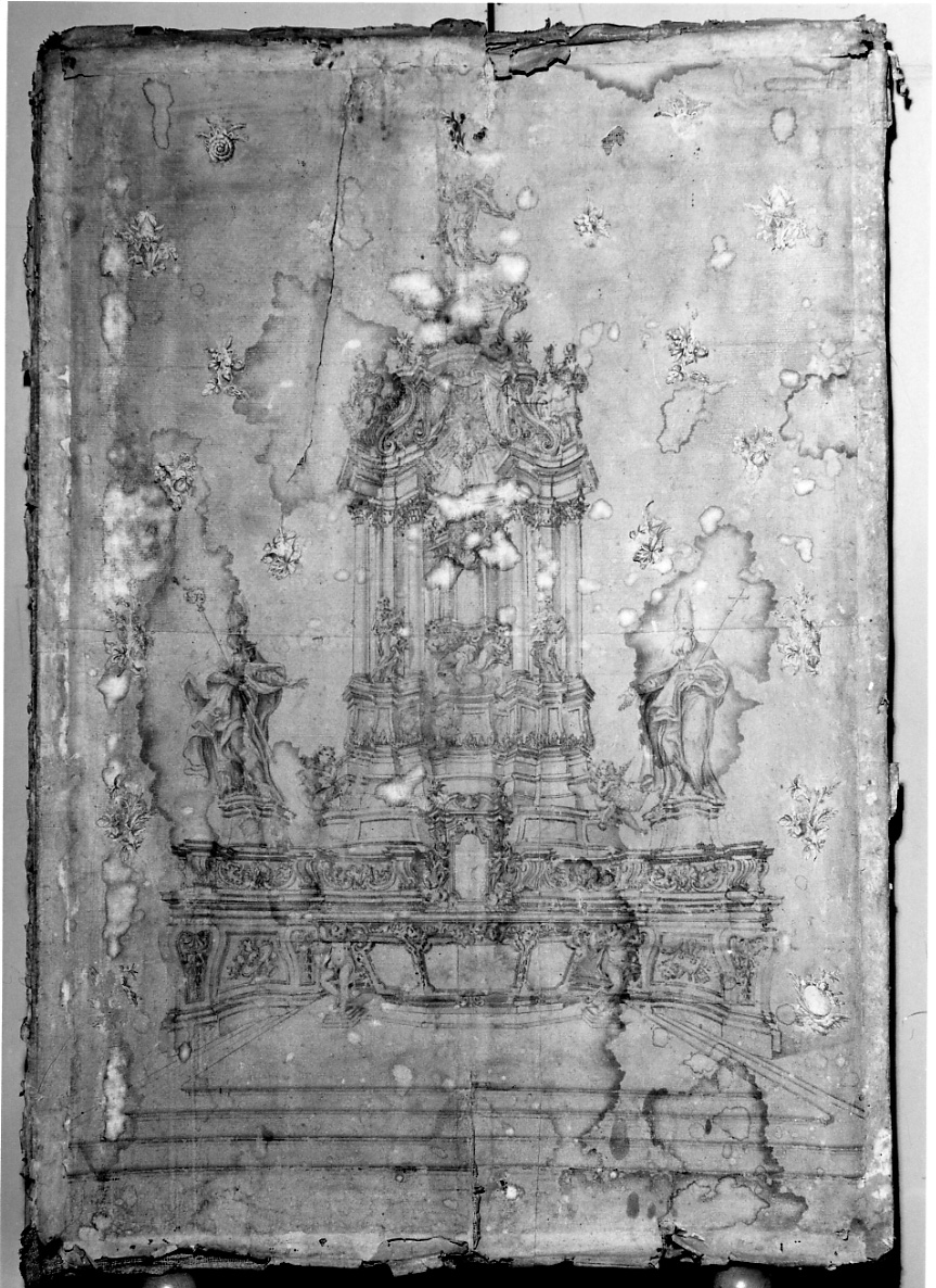 progetto per l'altare maggiore di San Gaudenzio (disegno, opera isolata) di Ruggeri Giovanni (inizio sec. XVIII, sec. XIX)