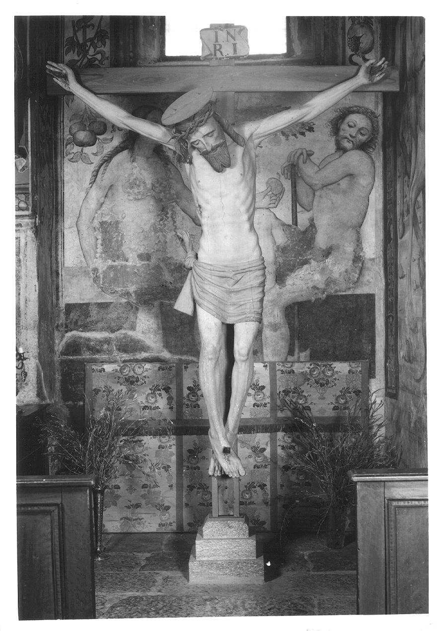 Cristo crocifisso (crocifisso del trave trionfale, opera isolata) - bottega ossolana (fine/inizio secc. XV/ XVI)