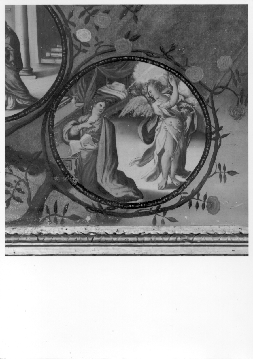 Annunciazione (dipinto, elemento d'insieme) di Ioanetus Petrus Paulus (ultimo quarto sec. XVI)