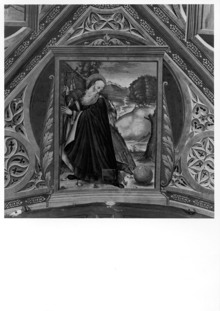 Sant'Antonio Abate e la visione del mondo legato da lacci (dipinto, elemento d'insieme) di Giacomo da Cardone (metà sec. XVI)