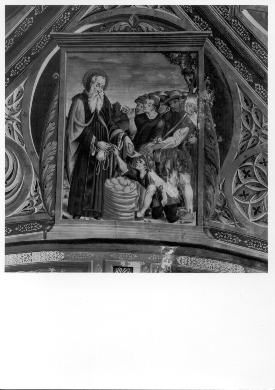Sant'Antonio Abate distribuisce l'elemosina ai poveri (dipinto, elemento d'insieme) di Giacomo da Cardone (metà sec. XVI)