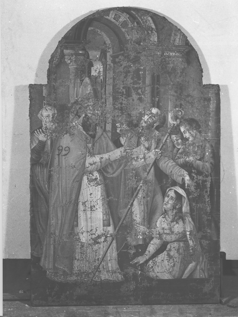 miracolo di Santo vescovo, Santo vescovo (dipinto) di Cavalli Giustino (sec. XIX)