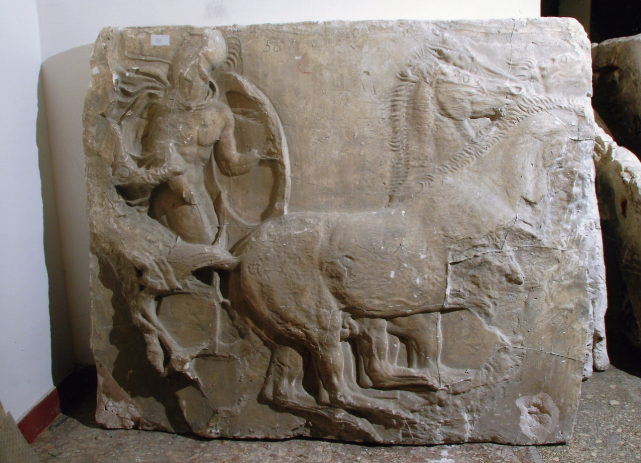 cavaliere e cavalli (rilievo, complesso decorativo) - bottega inglese (sec. XIX)
