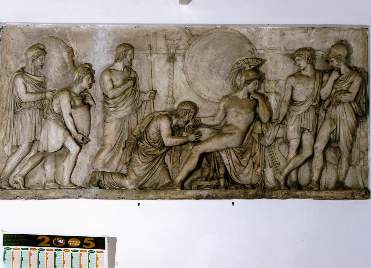 Priamo implora Achille di restituirgli il cadavere di Ettore (rilievo) di Liberti Francesco (sec. XIX)
