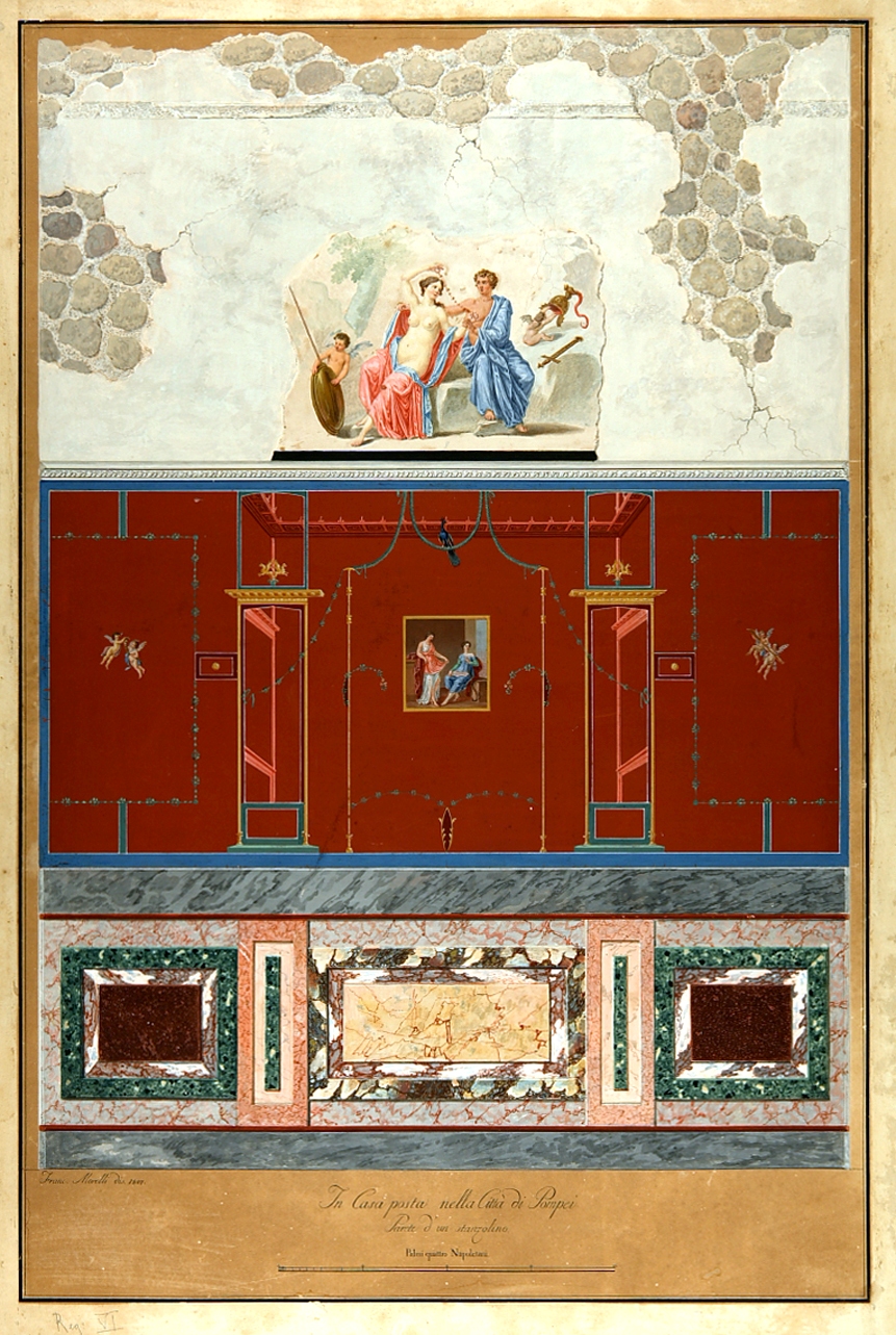 parete di IV stile (disegno) di Morelli Francesco (primo quarto sec. XIX)