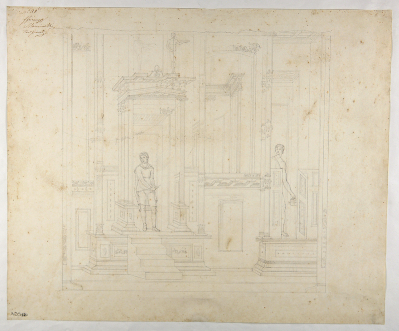 edicole con scita e figura maschile (disegno) di Mastracchio Michele (secondo quarto sec. XIX)