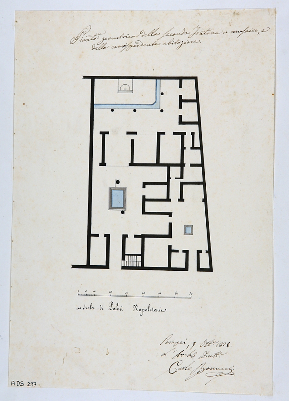 planimetria di domus (disegno) - ambito napoletano (secondo quarto sec. XIX)