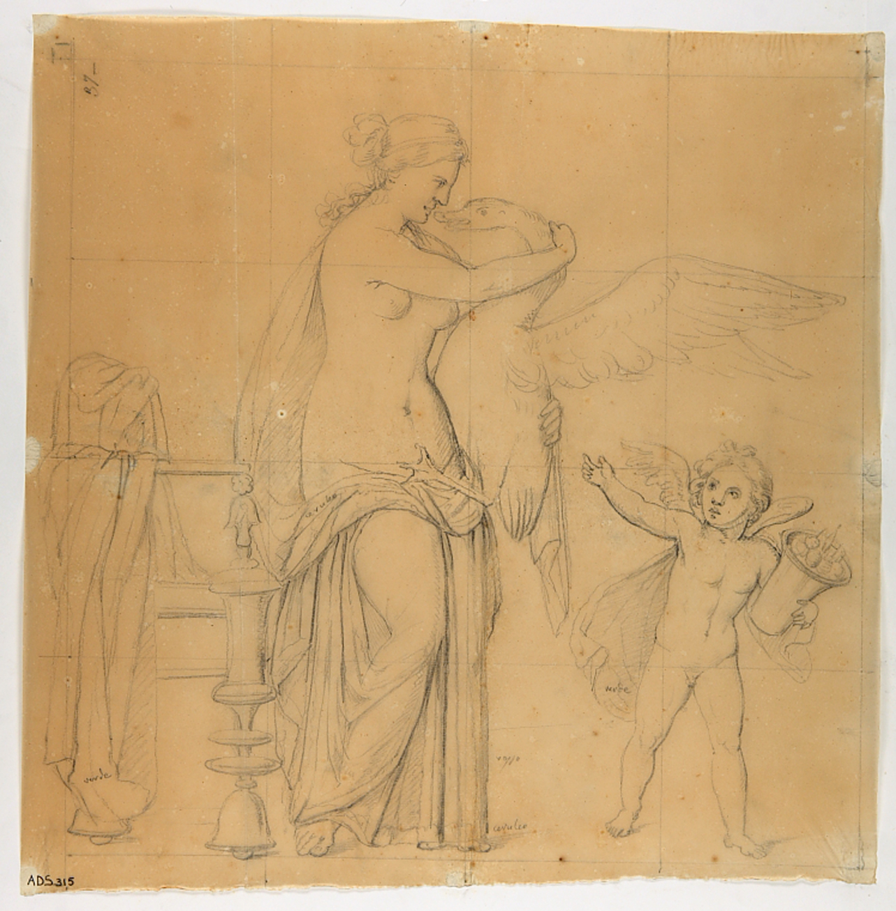 Leda e il cigno (disegno) di Marsigli Giuseppe (prima metà sec. XIX)
