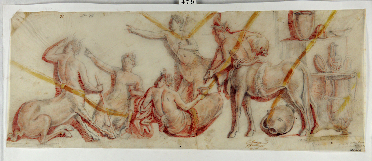 simposio di centauri (disegno) di Marsigli Giuseppe (secondo quarto sec. XIX)